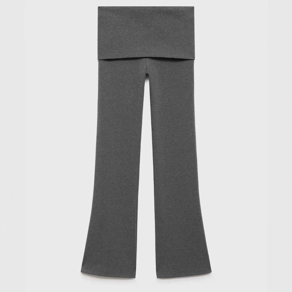Mango MNG - gray fold over ribbed stretch pants